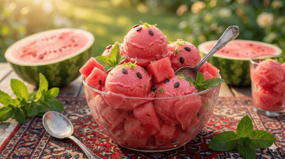 آموزش بستنی سوربت هندوانه با بار سفت کن